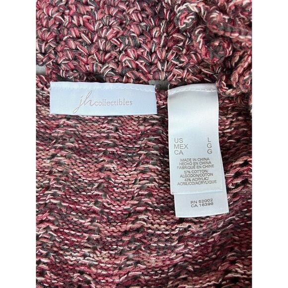 JH Collectibles Woman's Red Fringe Open Knit Cardigan With Loop Details Sz. Lg. - Picture 5 of 8
